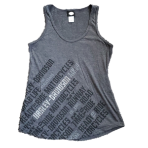 Harley Davidson grey tank top with rhinestone embellishments